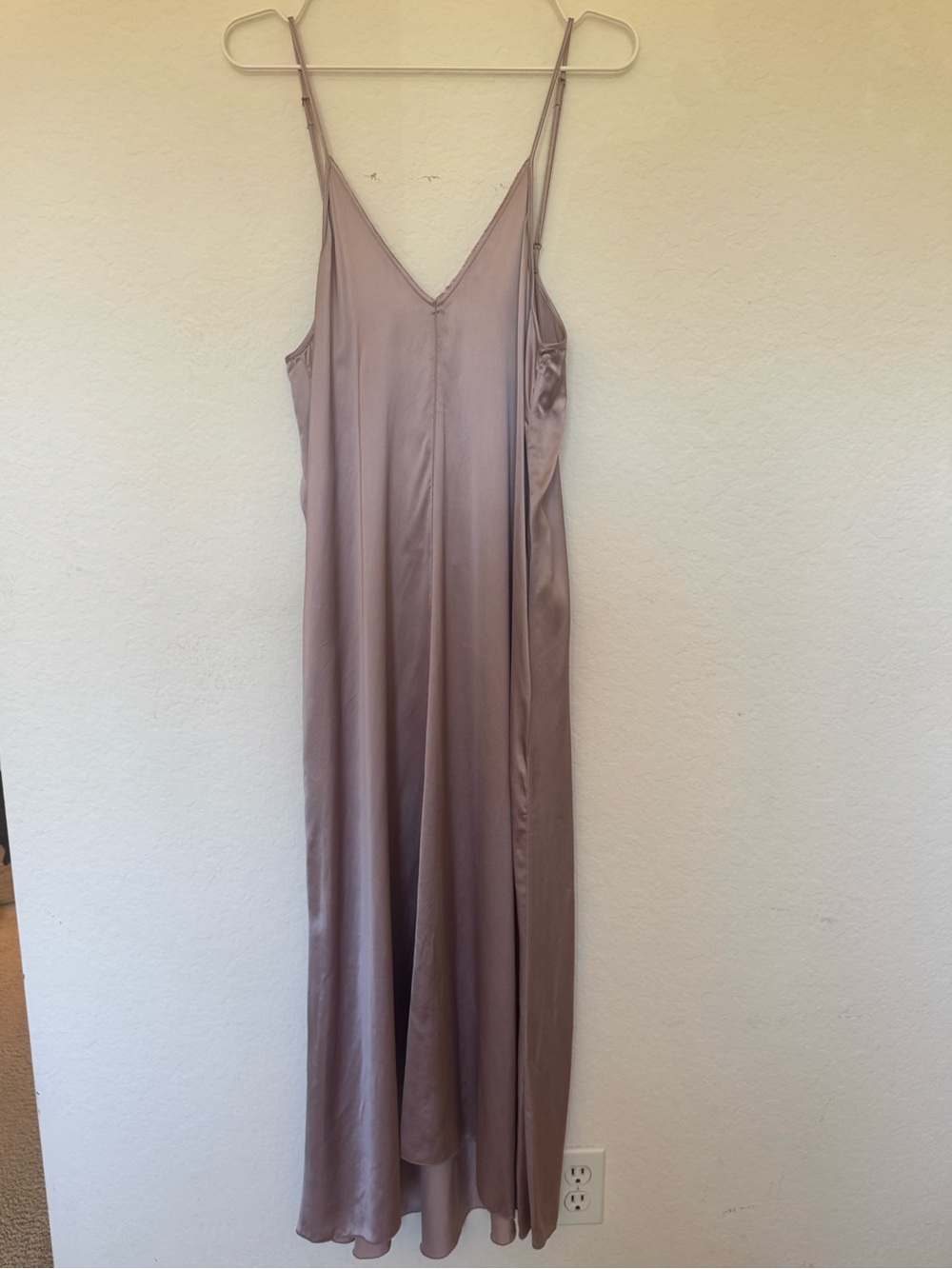 Forte Forte lavender Satin Slip Maxi Dress with V-Neck and Spaghetti Straps